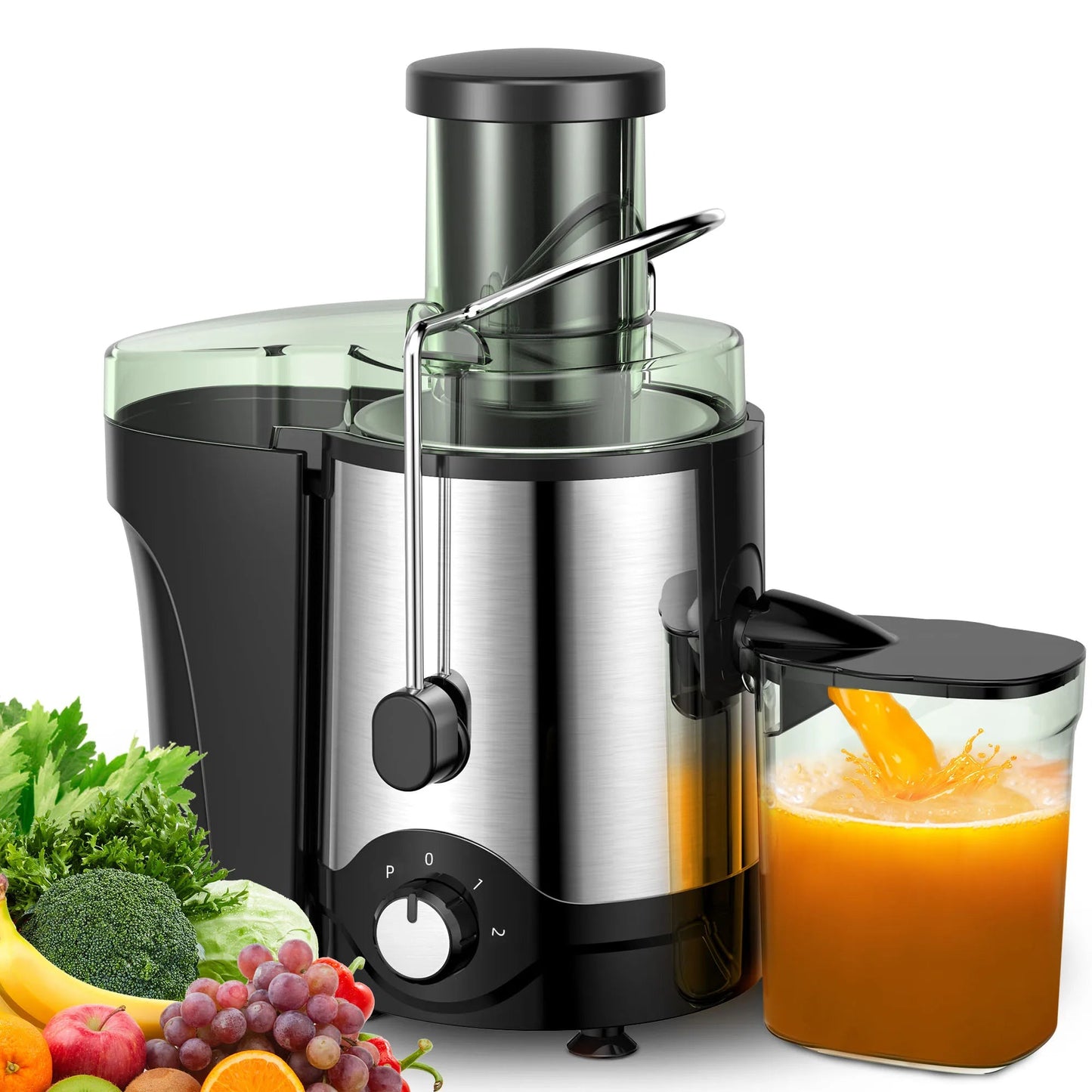 Juicer Machine 600W | Wide Mouth Centrifugal Juicer with Dual Speed & Pulse | High Juice Yield, Easy to Clean, for Fruits & Vegetables