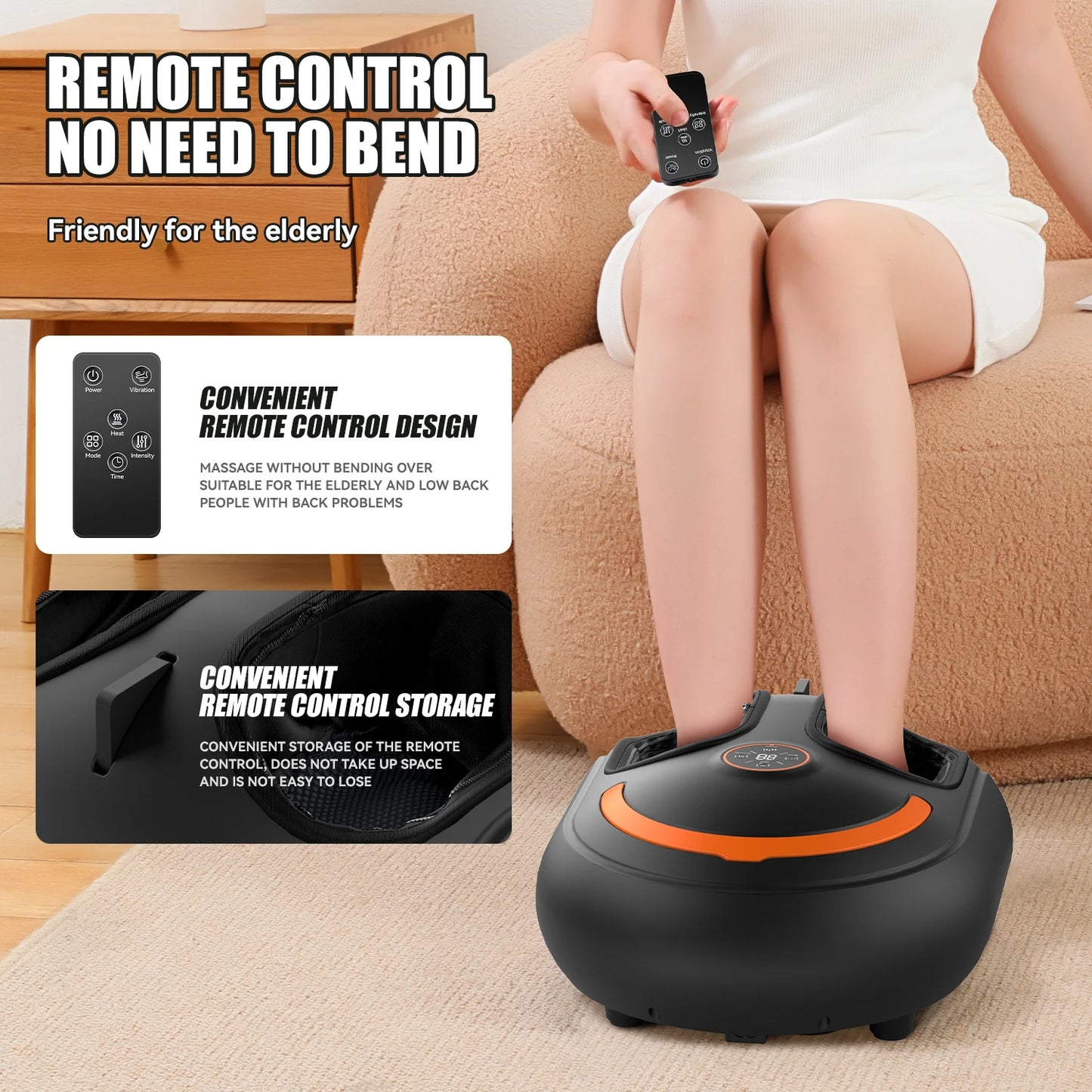 Foot Pain Recovery System | Shiatsu Foot Massager with Heat | Air Compression Foot Massage Machine with LCD & Remote