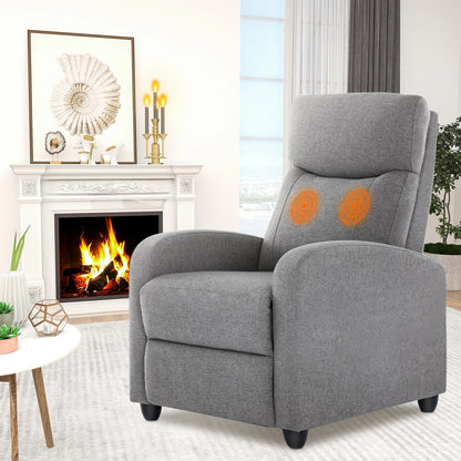 Recliner Massage Chair | Adjustable Fabric Sofa | Lumbar Support & Full Backrest | Modern Grey and Black