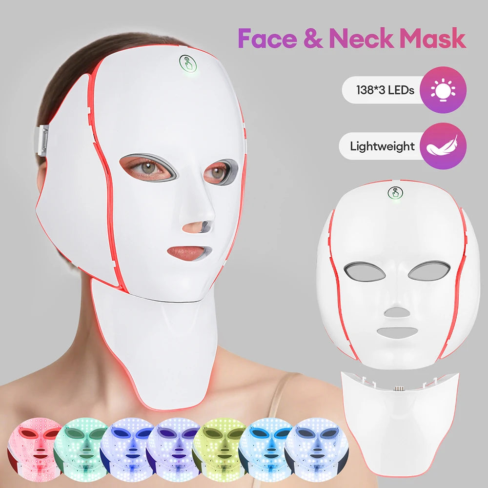 7-Color LED Facial Mask With Neck – Skin Rejuvenation
