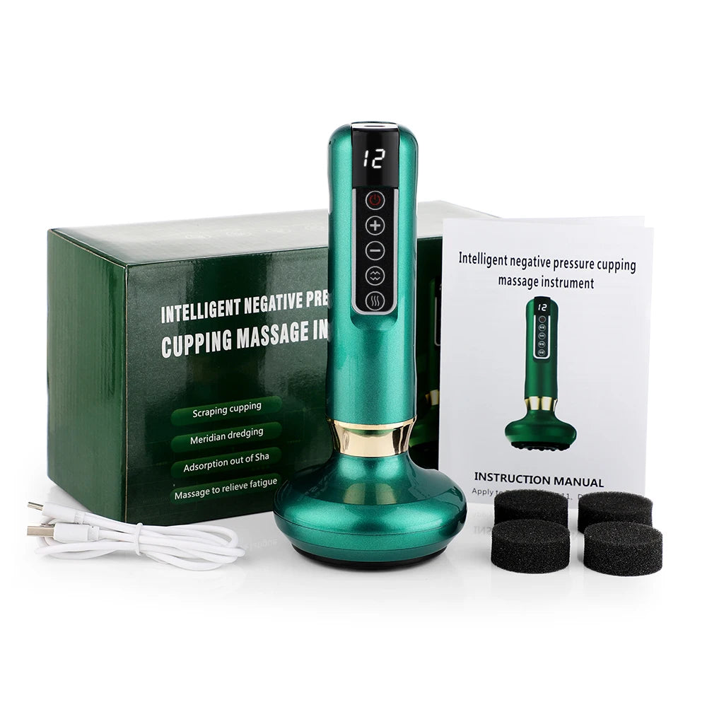 Electric Cupping Device – 12-Level Suction, 113–122 °F Infrared Heat, Massage & Scraping, USB-C Rechargeable, Wireless