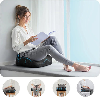 Thick Memory Foam Seat Cushion | Office Chair Cushion for Long Sitting | Ergonomic Coccyx and Hip Support