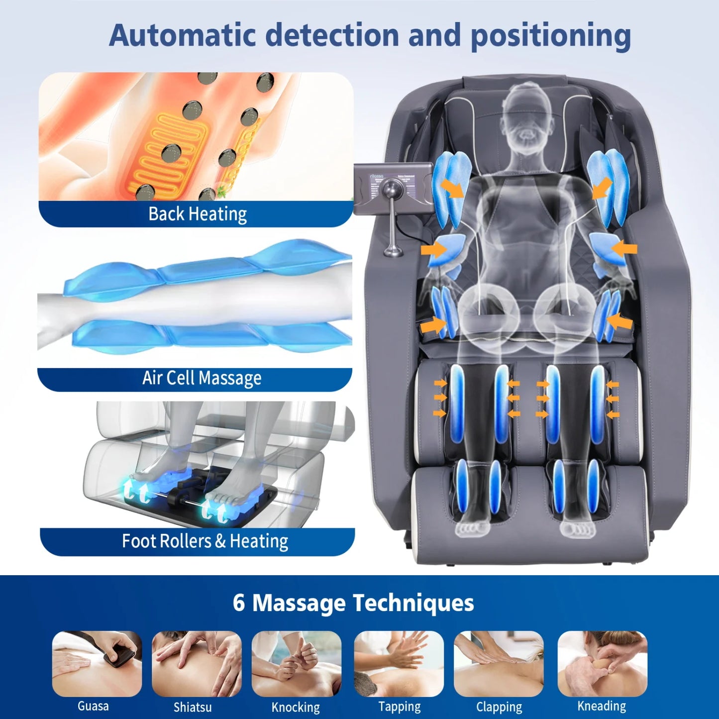 4D AI Voice-Control Massage Chair | 57" SL Track, 12 Programs, Touchscreen, Graphene Heating & Body Scan Customization