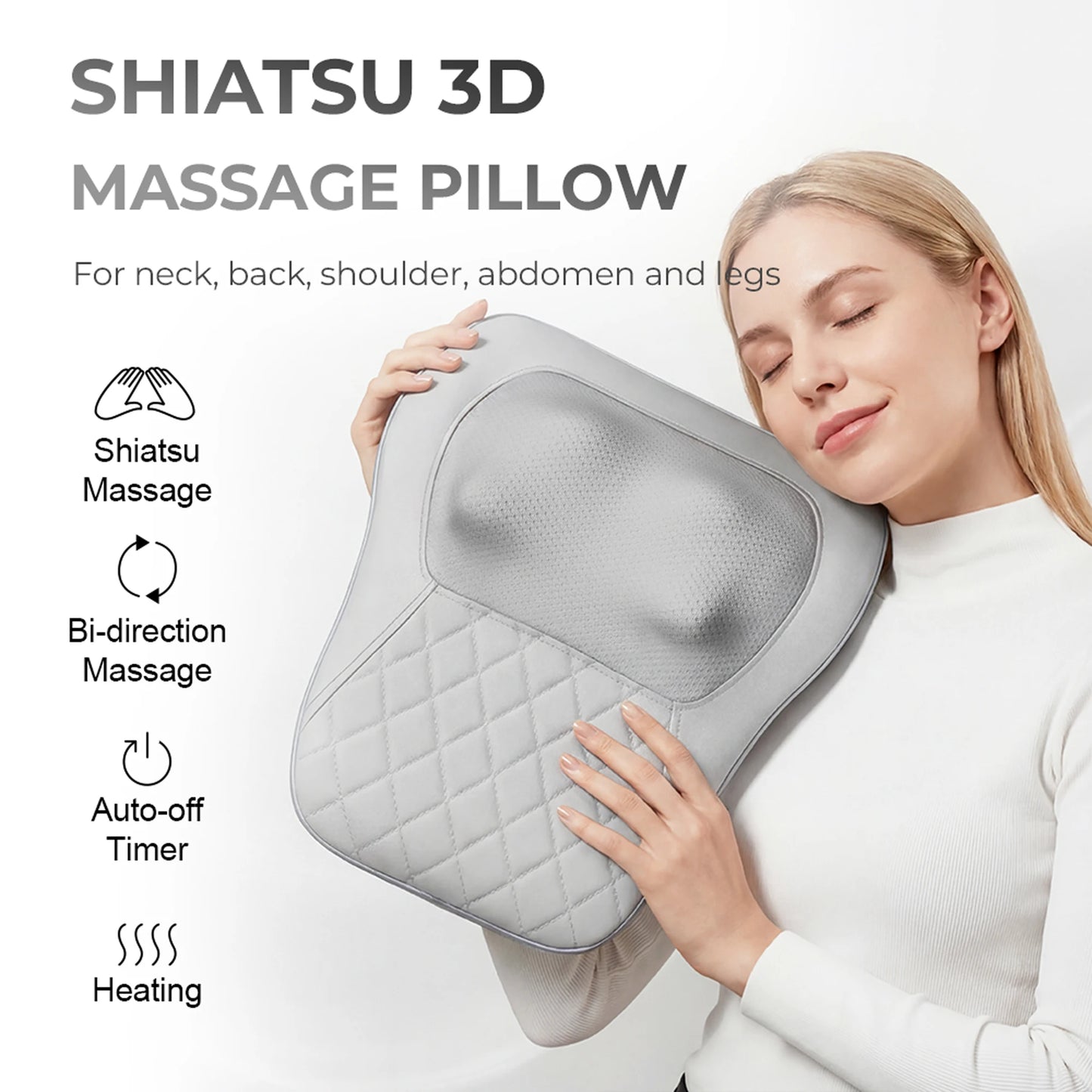 Electric Shiatsu Back and Neck Massager Pillow with Heat