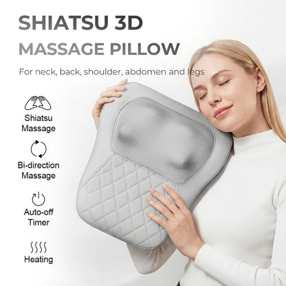 Electric Shiatsu Back and Neck Massager Pillow with Heat