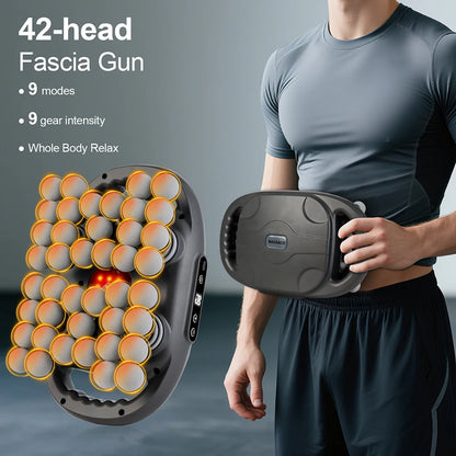 42-Head Deep Tissue Massager | Full Body Fascia Gun, 9 Modes & Heat Therapy Muscle Recovery Device