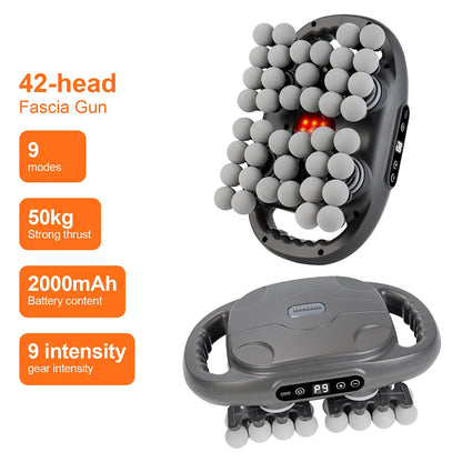 42-Head Deep Tissue Massager | Full Body Fascia Gun, 9 Modes & Heat Therapy Muscle Recovery Device