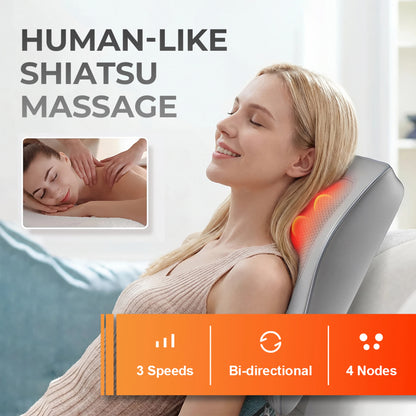 Electric Shiatsu Back and Neck Massager Pillow with Heat
