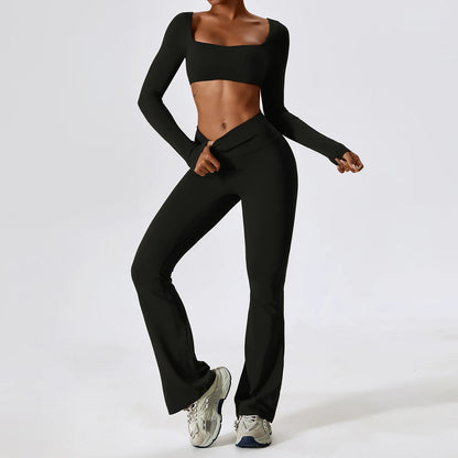 Seamless Yoga Set for Women | 2-Piece Sports Bra and Leggings Workout Outfit with Breathable Compression Fit