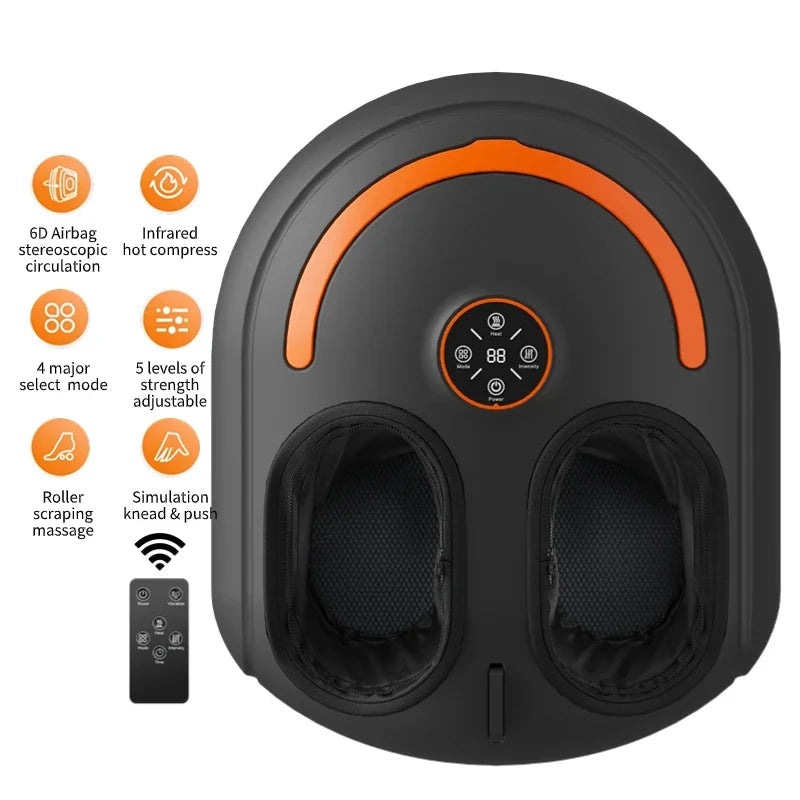 Foot Pain Recovery System | Shiatsu Foot Massager with Heat | Air Compression Foot Massage Machine with LCD & Remote