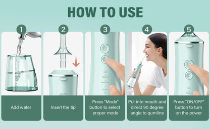 Cordless Water Flosser for Teeth 280ml | 4 Modes, 6 Jets, USB Rechargeable Oral Irrigator | Portable Dental Cleaner for Travel & Home Use