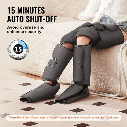 Leg Compression Massager with Heat | Full Leg Foot Calf Thigh Massager with Air Compression, 3 Modes, 3 Intensities, Knee Heating