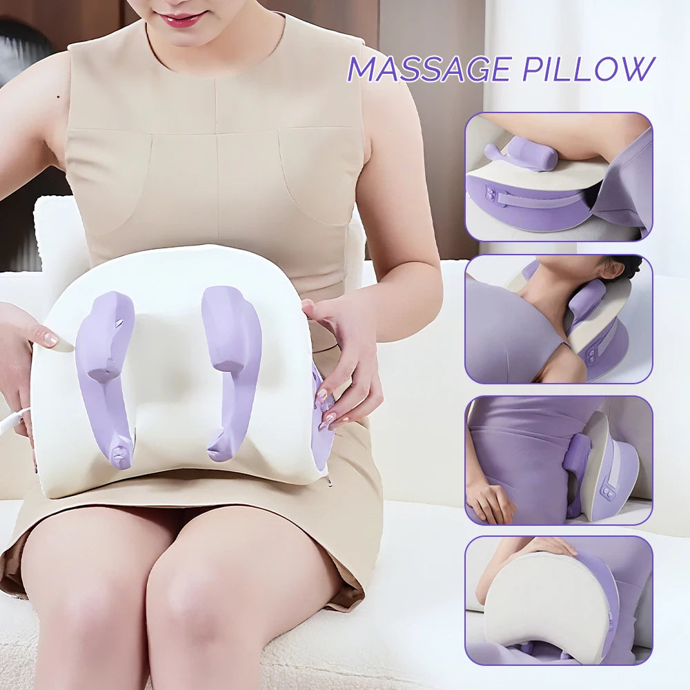 Neck and Shoulder Massager | Deep Kneading Massage Pillow with Heat | Ergonomic Back and Neck Massager