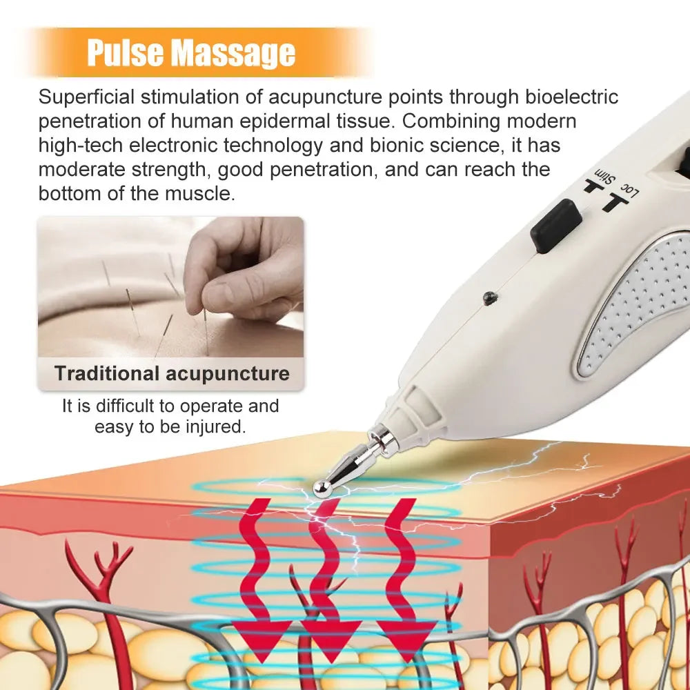 Electric Acupuncture Pen with LCD | Pain Relief Tool with 3 Probes & 10 Intensity Levels | Rechargeable Meridian Therapy by vitaAsana