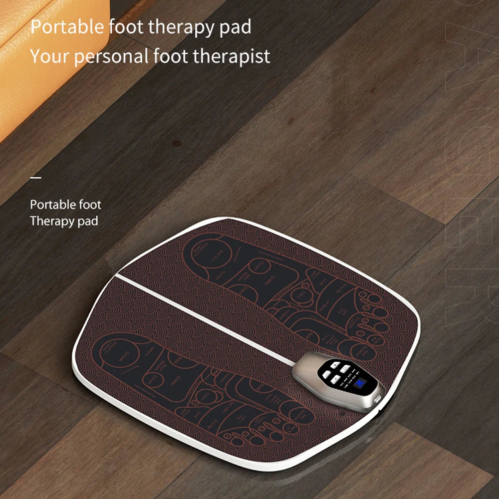EMS Foot Massager Pad | 8 Modes & 32 Intensities | USB Rechargeable | Remote Control + Auto Shut-Off