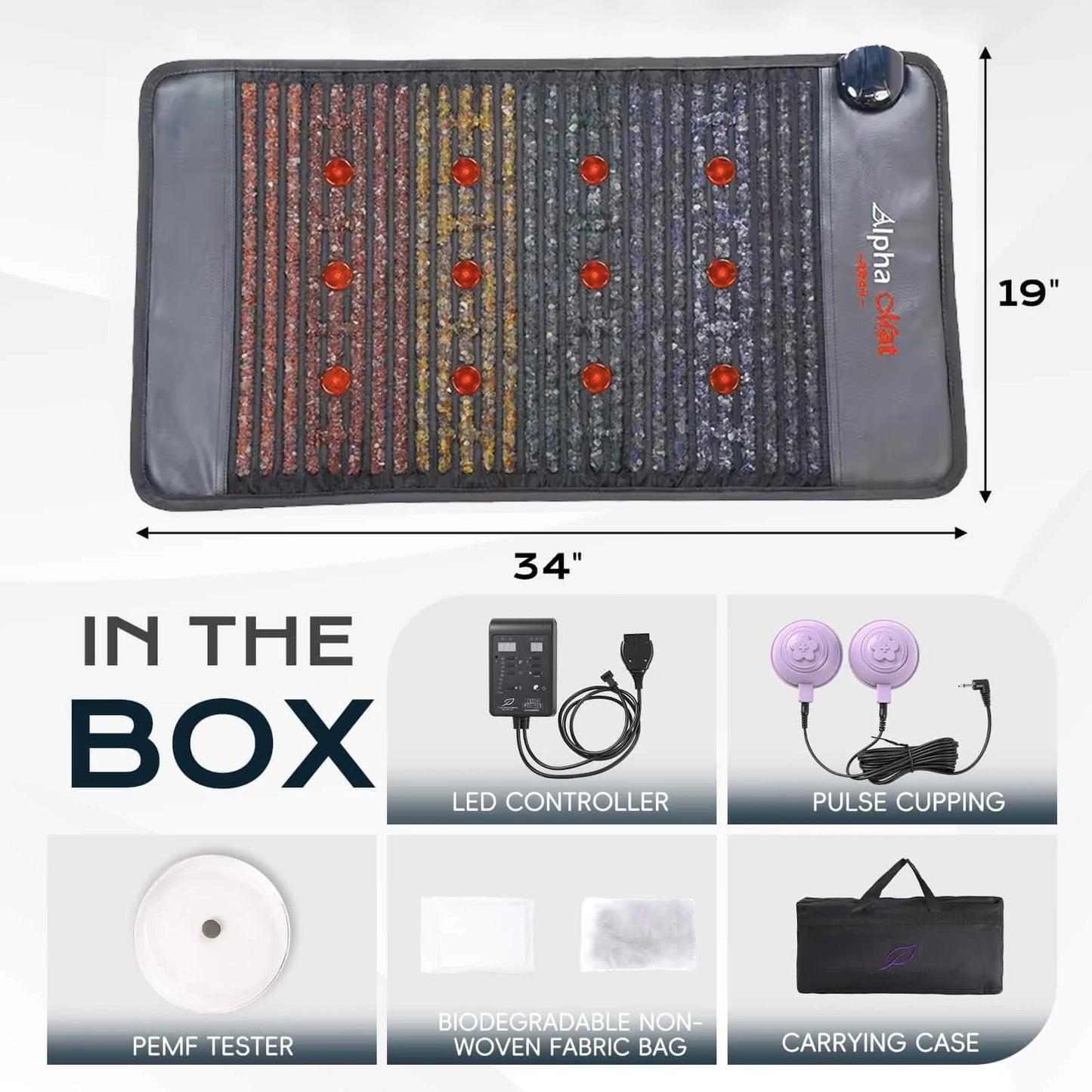 PEMF Infrared Therapy Mat | Red Light, Amethyst, Tourmaline & Jade Heating Cushion