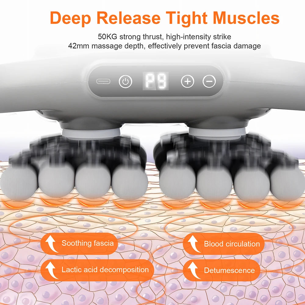 42-Head Deep Tissue Massager | Full Body Fascia Gun, 9 Modes & Heat Therapy Muscle Recovery Device