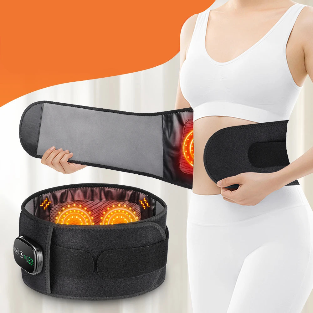 Red Light Therapy Back Belt with Heat & Vibration Massage | Cordless Lumbar Support Brace | 5000mAh Battery, Adjustable Fit 28–47"