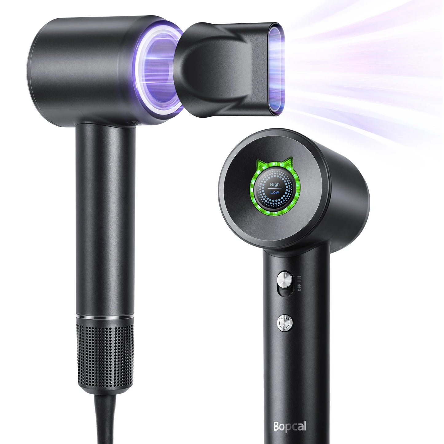 High-Speed Hair Dryer 110,000 RPM | 200 Million Negative Ions, 16 Modes, Lightweight Ionic Blow Dryer with LED & Smart Temp Control Black