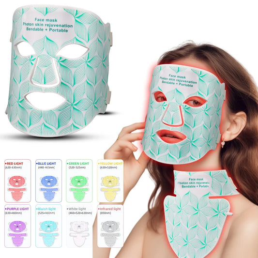 LED Face and Neck Light Therapy Mask – 8 Color Skin Rejuvenation
