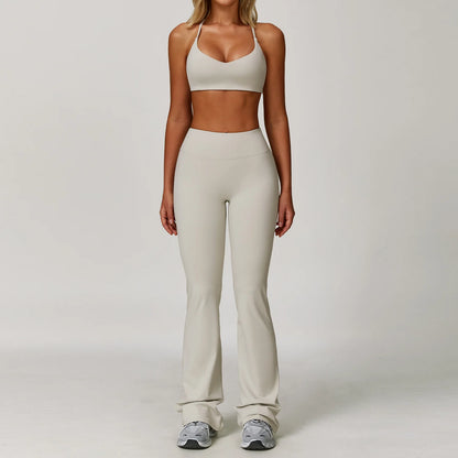 Seamless Yoga Set for Women | Long Sleeve Sports Bra and Leggings Workout Set with Breathable Stretch Fabric