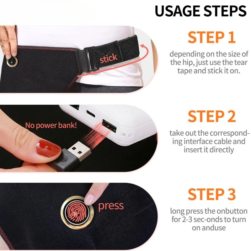 Heated Hip Brace with Vibration Massage | Cordless Sciatica Pain Relief Wrap, Lower Back & Hip Support Belt with Heat Therapy