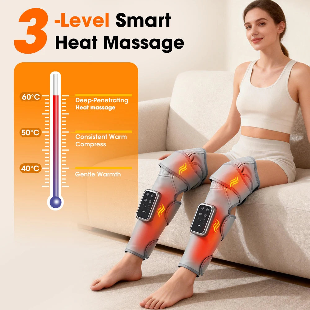 Calf & Knee Massager with Heat & Air Compression | Cordless Leg Wrap Massager, 3 Heat Levels, Muscle Relaxation & Circulation Support