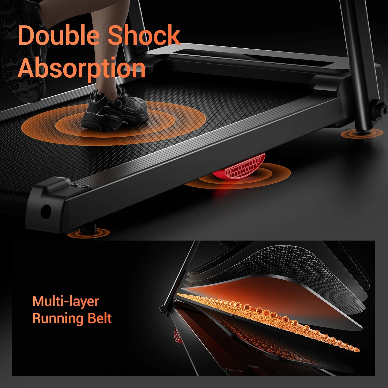 Foldable Treadmill with Smart Handrail & Shock Absorbing System 3.0 HP, Bluetooth & Heart Rate Monitor - 300LB Capacity