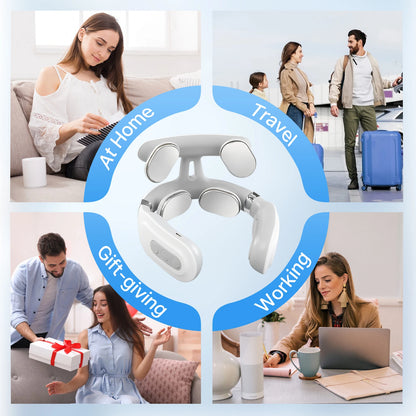 Cordless Neck Massager with Heat | 16 Intensity EMS, Deep Muscle Relief, Hands-Free Design