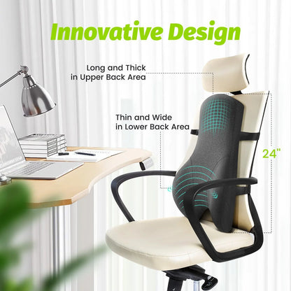 Ergonomic Lumbar Support Pillow | Memory Foam Back Cushion for Office Chair & Posture Support