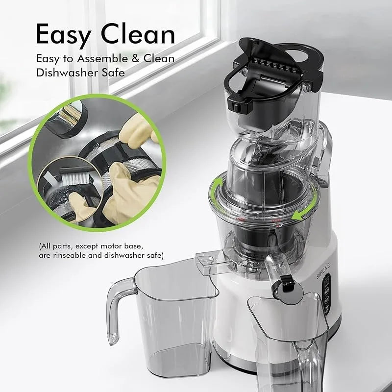 Cold Press Juicer Machine | Wide Chute 3.27" & 1.26", BPA-Free, Anti-Drip, High Juice Yield, Quiet Motor