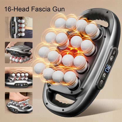16-Head Deep Tissue Massager | Full Body Fascia Gun, 30 Speed Levels, Muscle Recovery Device