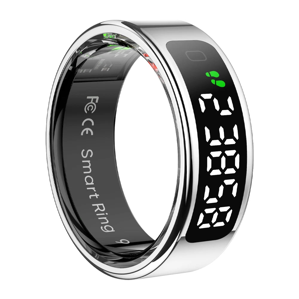 Smart Ring for Health Tracking | OLED Display | Heart Rate, SpO₂, Sleep & Stress Monitor | 5ATM Waterproof, Wireless Charging