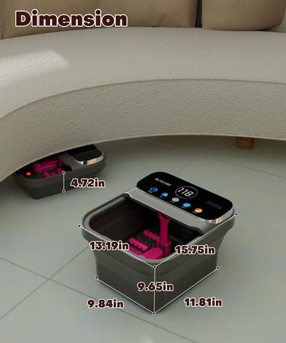 Collapsible Foot Spa with Heat & Bubbles | Foot Bath Massager with Temperature Control, Remote, Rollers & Pedicure Stone