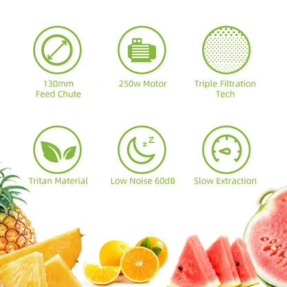 Cold Press Juicer | 5.1" Wide Chute Slow Masticating, BPA-Free Quiet Motor & Easy Clean, fits Whole Fruits & Veggies