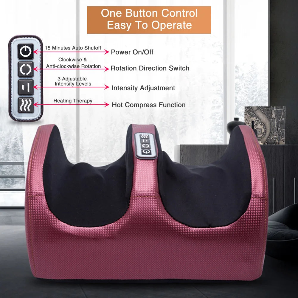 Shiatsu Foot Massager Machine with Heat | Foot Pain Relief & Circulation System with 12 Massage Nodes & Deep Kneading