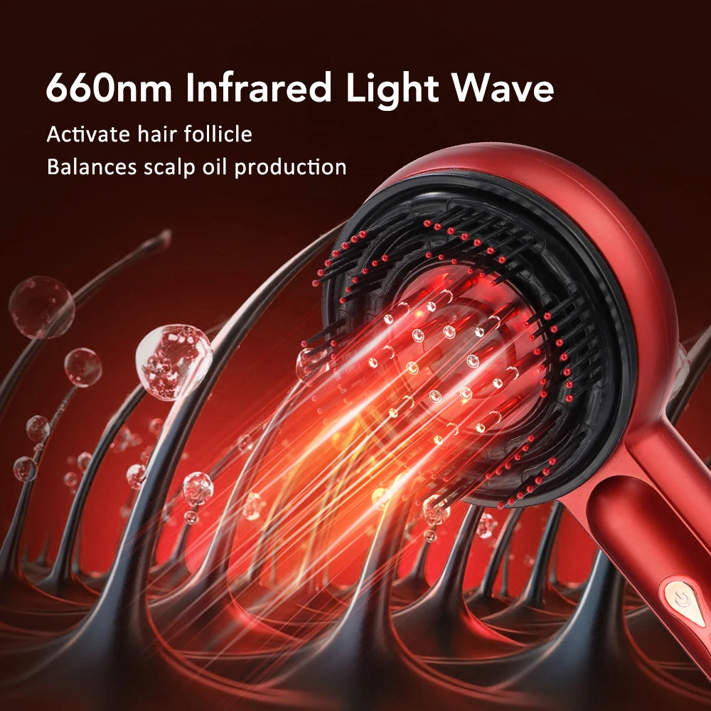 Laser Scalp Massager | Red Light + EMS + Oil Applicator | USB Rechargeable | Hair Regrowth Comb