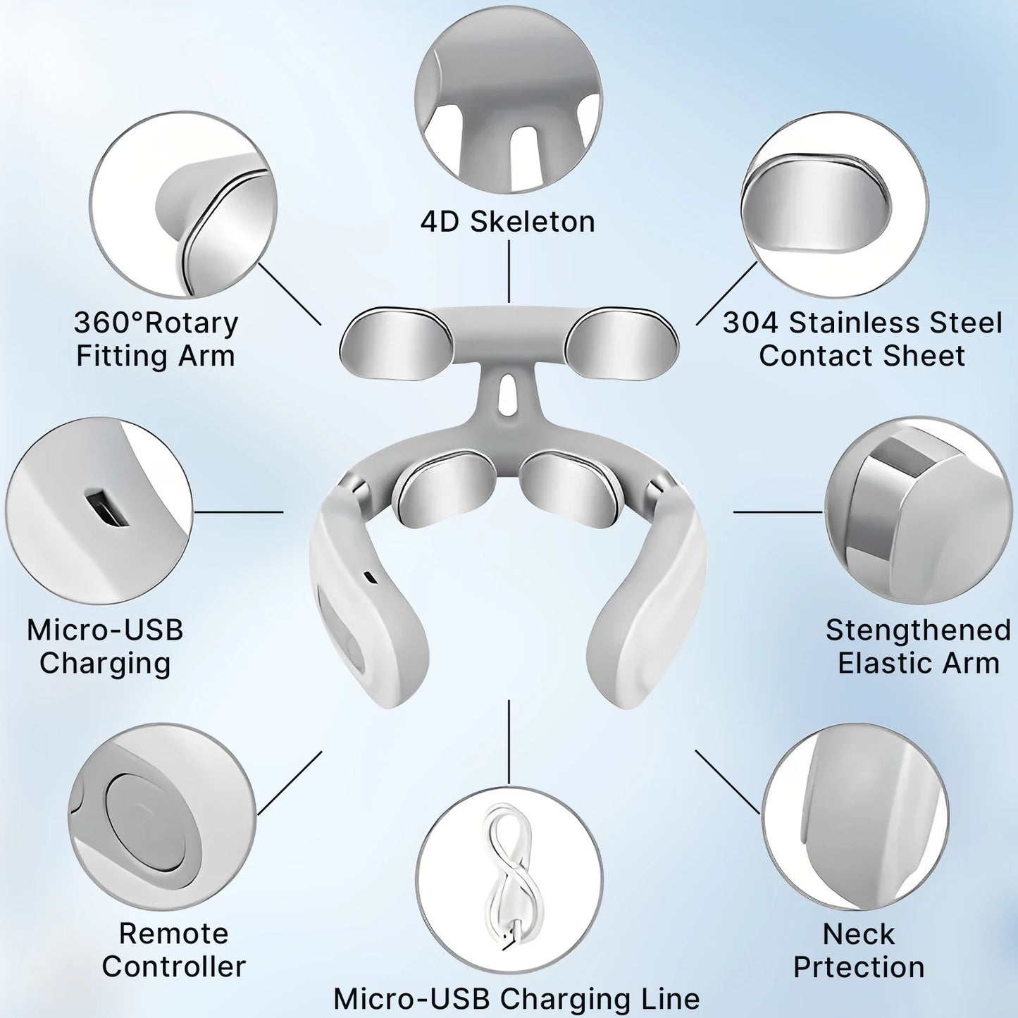 Cordless Neck Massager with Heat | 16 Intensity EMS, Deep Muscle Relief, Hands-Free Design