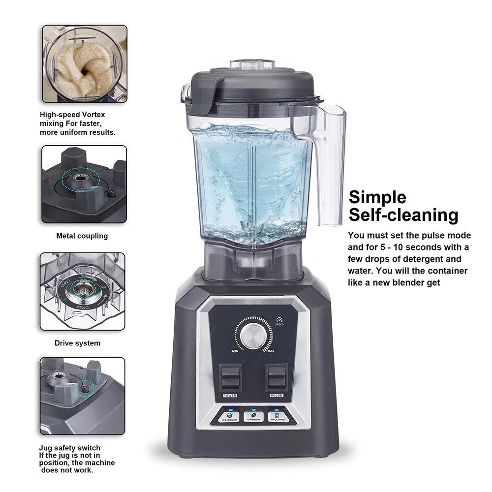 2200W Professional Blender – Low-Profile 2 L BPA-Free Tritan Jar | Kitchen Smoothie & Ice Crusher Food Mixer