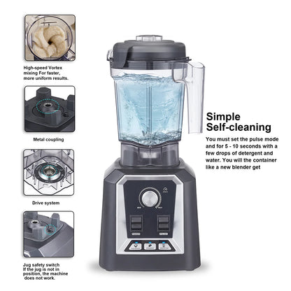 2200W Professional Blender – Low-Profile 2 L BPA-Free Tritan Jar | Kitchen Smoothie & Ice Crusher Food Mixer