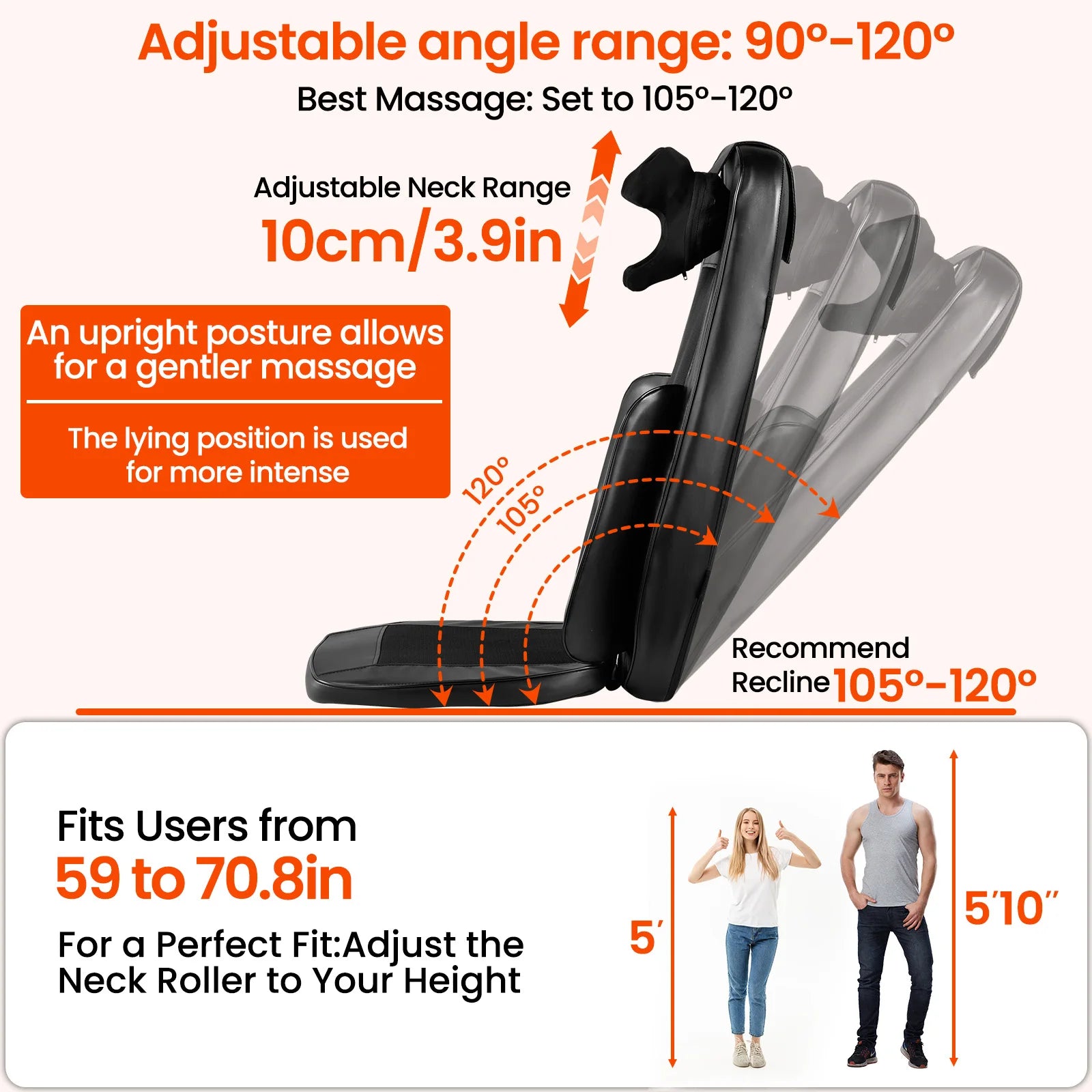 Heated Full-Back Massage Seat Cushion with Remote Control