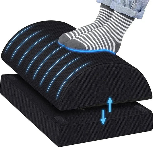 Ergonomic Memory Foam Foot Rest | Adjustable Under Desk Foot Stool for Posture & Comfort