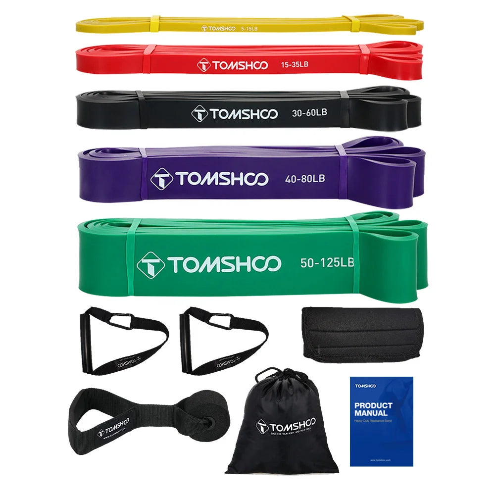 Pull Up Bands Set | 5-Level Resistance Band Kit with Handles, Door Anchor & Carry Bag | Strength, Mobility & Full-Body Home Workout