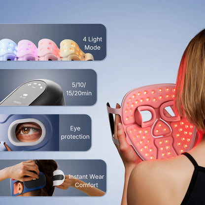 Wireless LED Red Light Therapy Face Mask – 4 Color Modes
