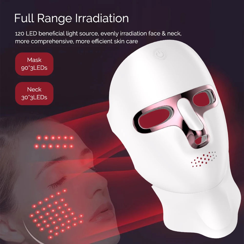 Wireless 7-Color LED Face & Neck Mask – Skin Care Device