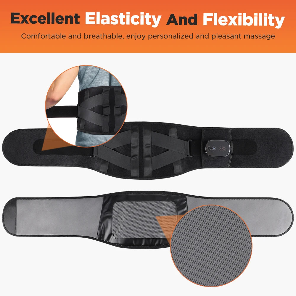 Red Light Therapy Back Belt with Heat & Vibration Massage | Cordless Lumbar Support Brace | 5000mAh Battery, Adjustable Fit 28–47"