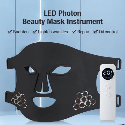 LED Light Therapy Face Mask | 72 Beads, Red, Blue & Infrared Light (660nm/460nm/850nm) | 4 Modes, Rechargeable, Silicone Skin Care Mask