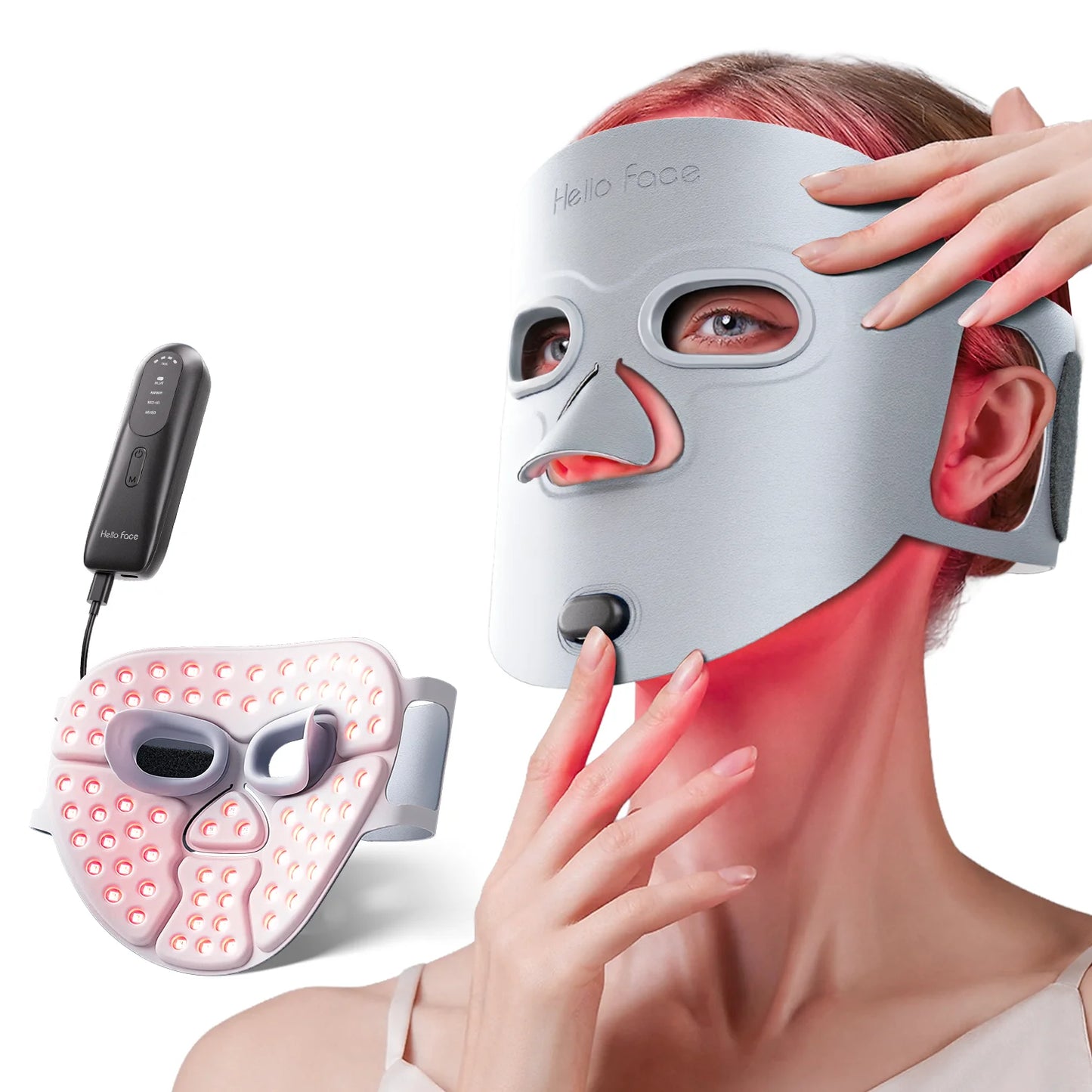 Wireless LED Red Light Therapy Face Mask – 4 Color Modes