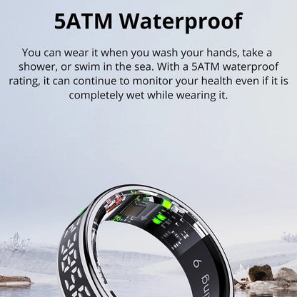 Smart Ring for Health Tracking | OLED Display | Heart Rate, SpO₂, Sleep & Stress Monitor | 5ATM Waterproof, Wireless Charging