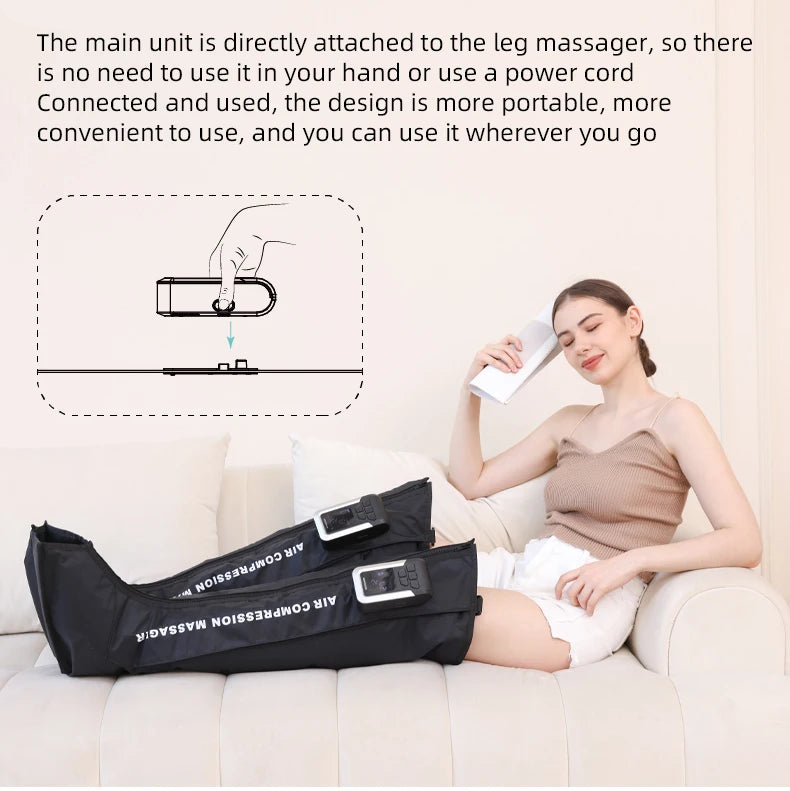 Leg Compression Massager with Air Pressure | Wireless Foot Calf Thigh Massager Wraps, Circulation Support, Rechargeable